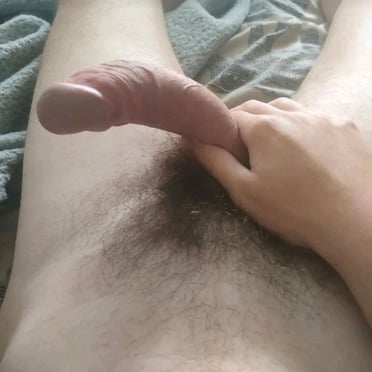 This pic shows a beautiful thick 18cm Irish cock with a bushy pubic area, needing to cum badly.