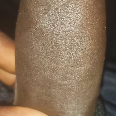 A beautiful, juicy, dark-skinned dick pic with a full bush of pubic hair.
