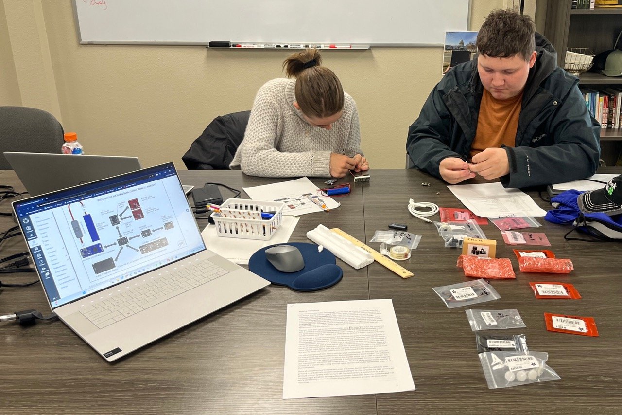 GIS Spectrometer - Students Jason Negus and Charlee Anderson build a handheld spectrometer from NASA to measure vegetation health.