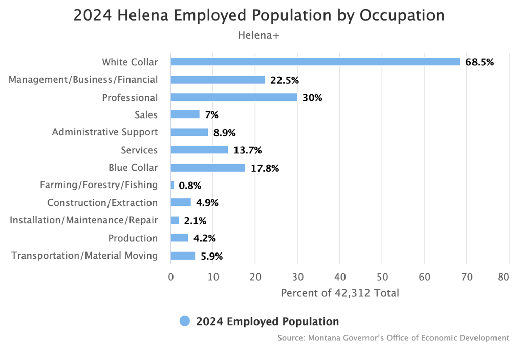 2024 Helena Employed Population by Occupation