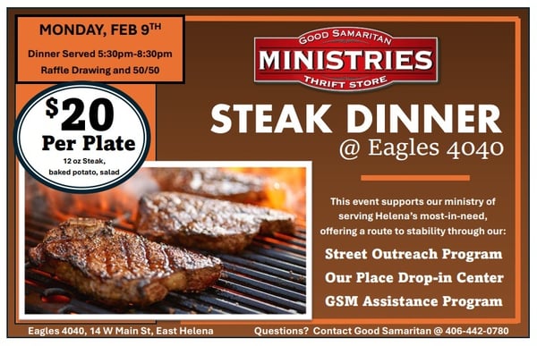 Steak Dinner at Eagles 4040 in East Helena