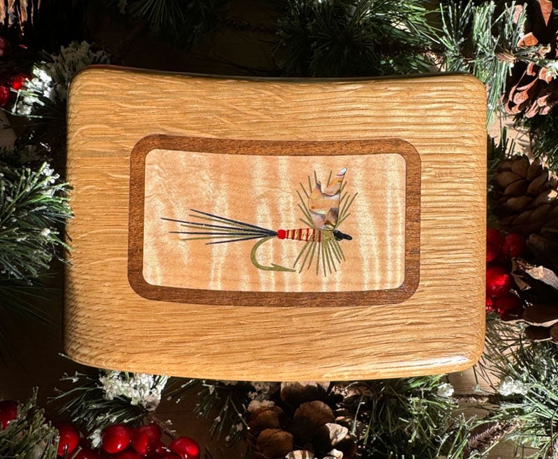 Custom River Series Fly Box in White Oak with Dry Fly - A.L. Swanson