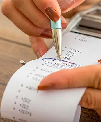 Image showing a circled item on a printing calculator