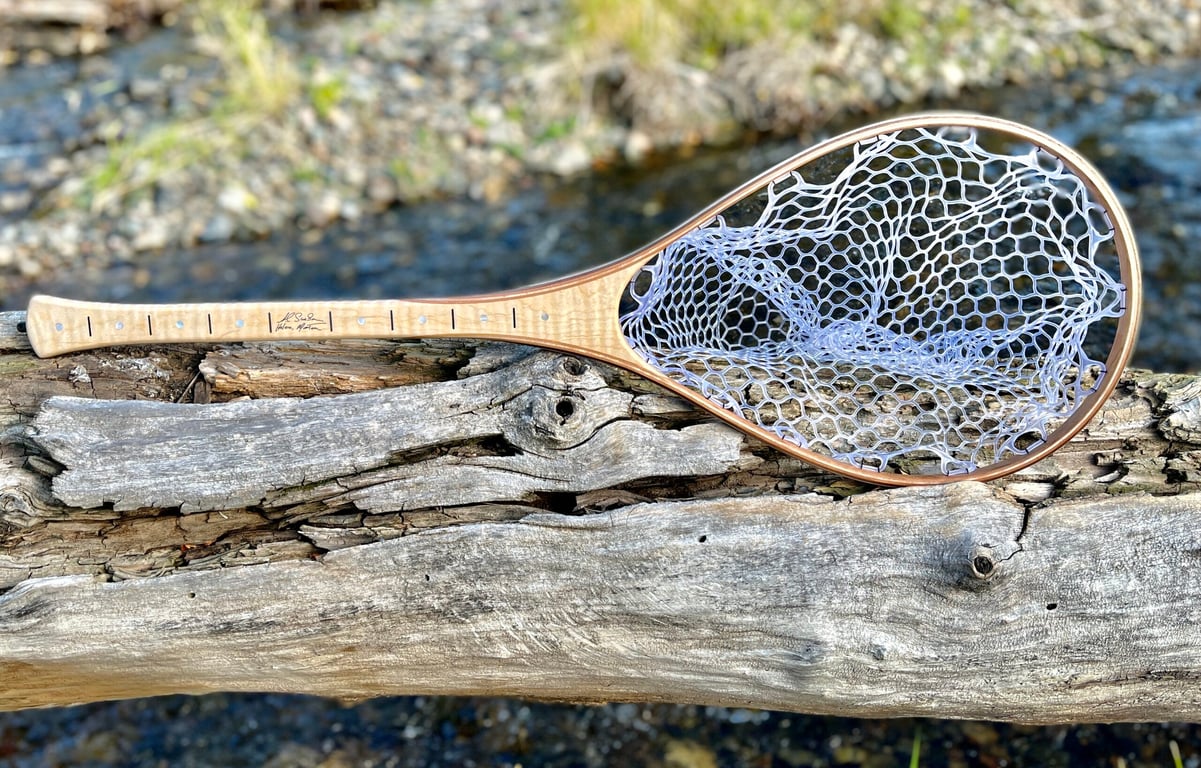 Tiger maple net handle detail