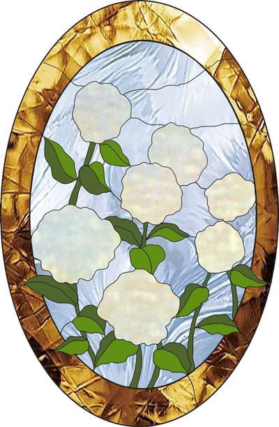 Bird, flowers, spring, stained glass pattern