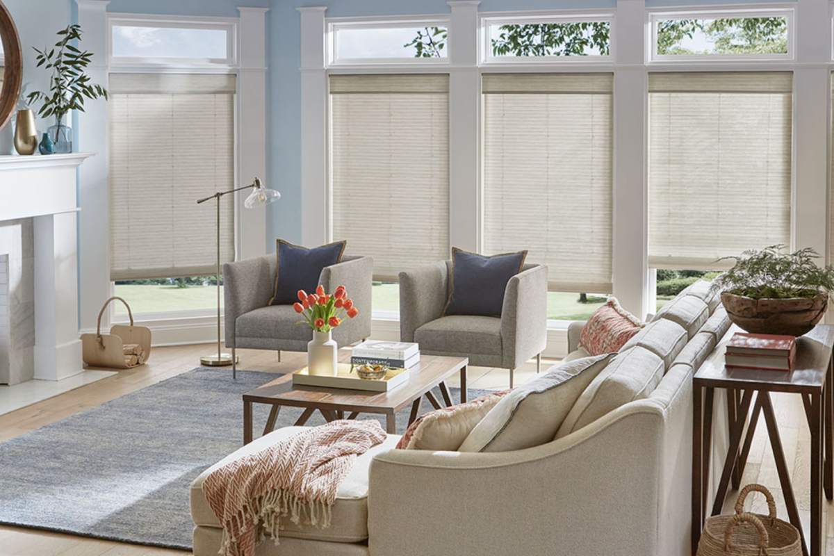 Alta Natural Woven Shades on a window near a fireplace near Helena, Montana (MT)