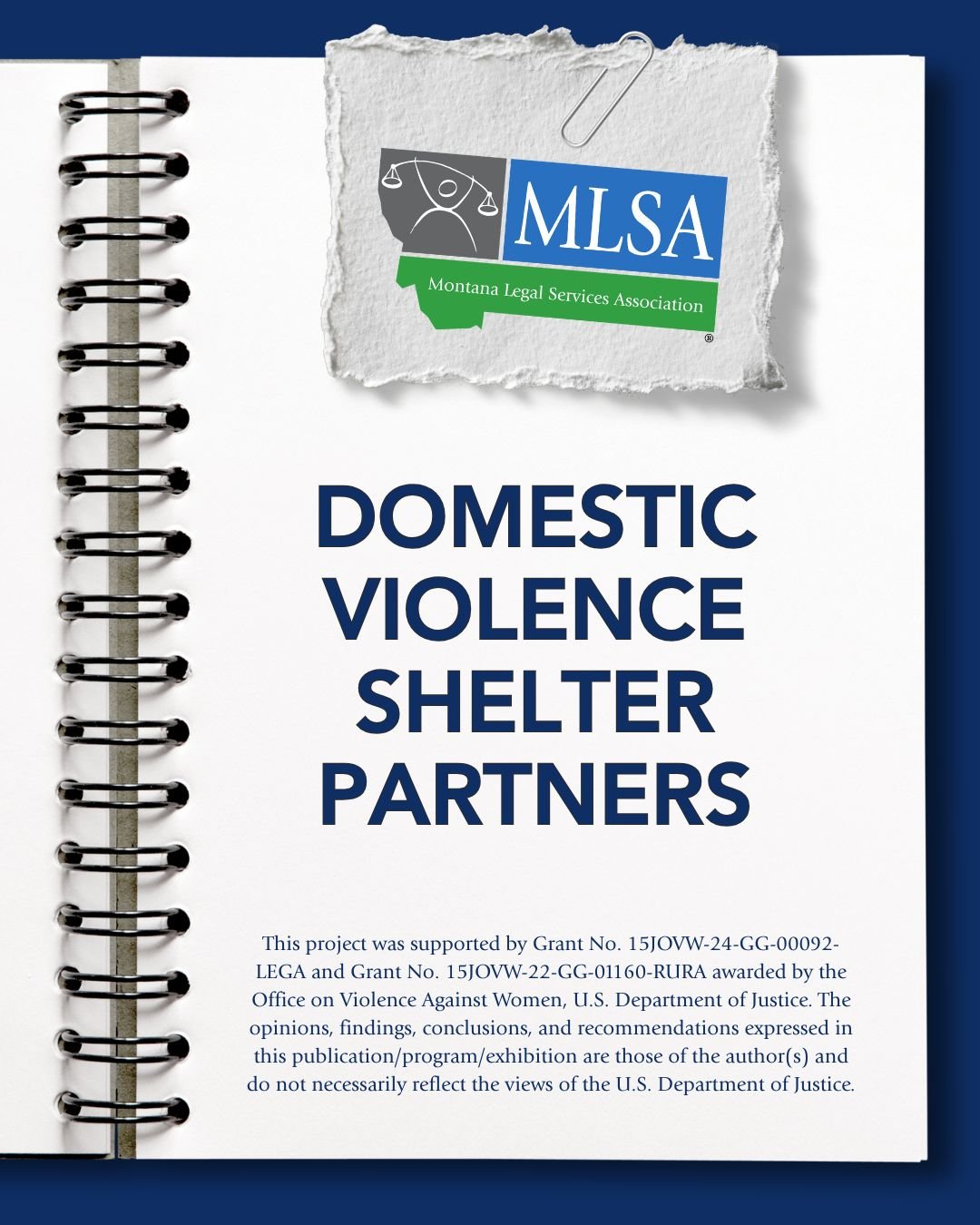 A notebook page that reads, "Domestic violence shelter partners."