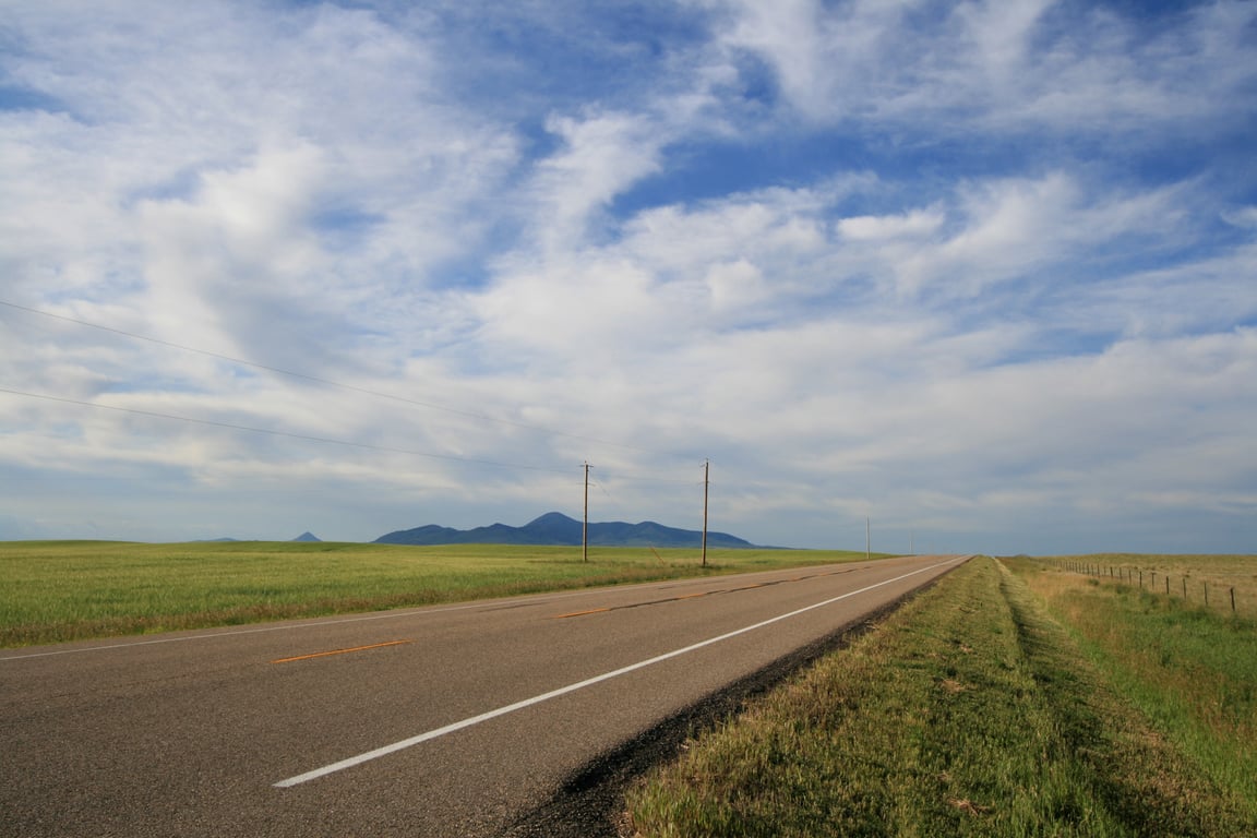 Tranquil highway under the Big Sky