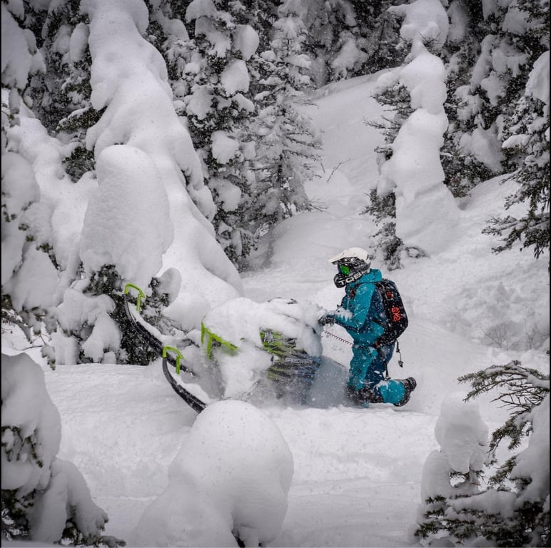 Snowmobile in deep snow