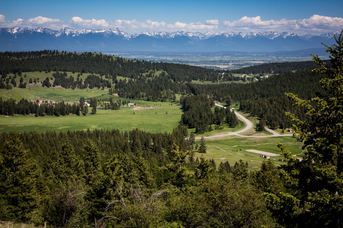 View of Swan Mountains and Flathead Valley in Spring
