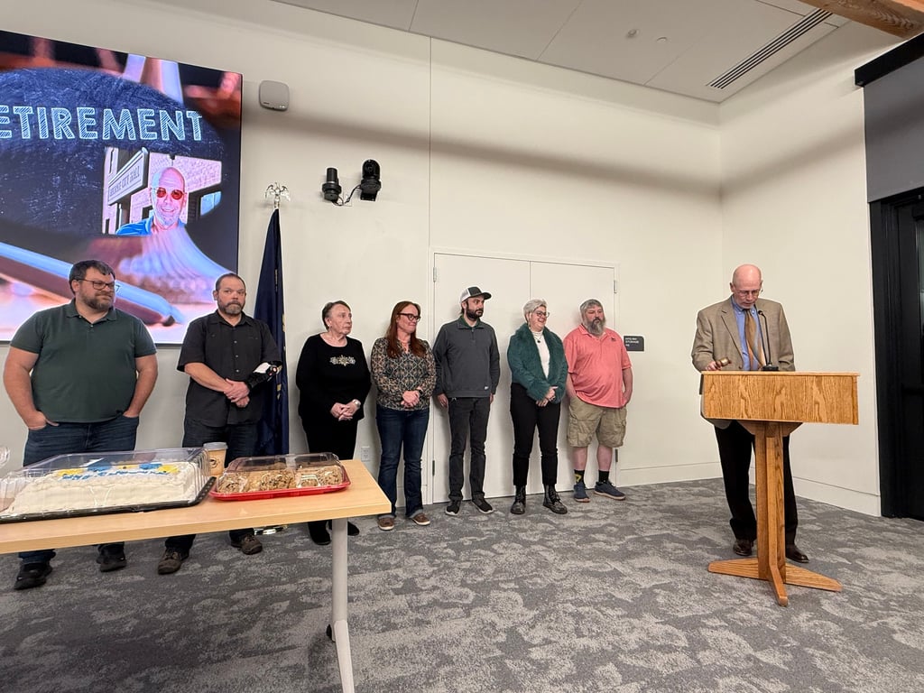 Russ Nelson with supporters