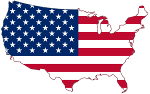 USA flag in outline of the 48 States.