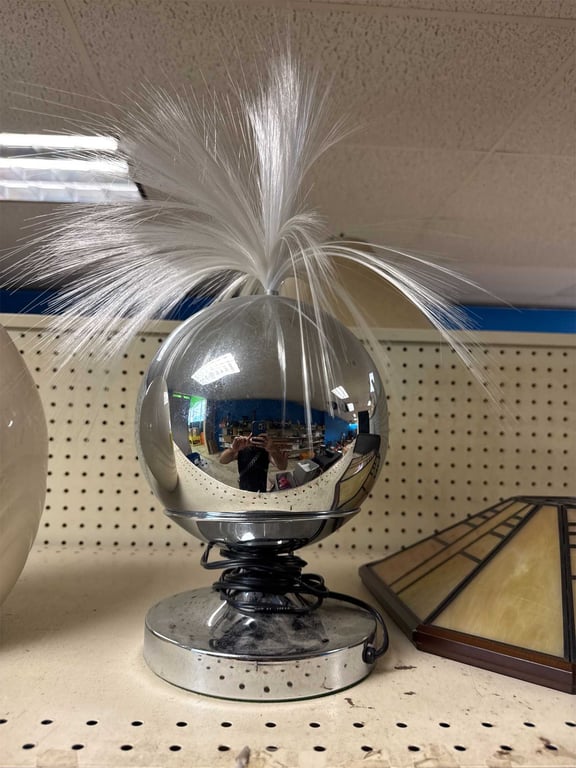 Image for Vintage Fantasia Chrome Fiber Optic UFO Spray Lamp, Color Changing Space Age
