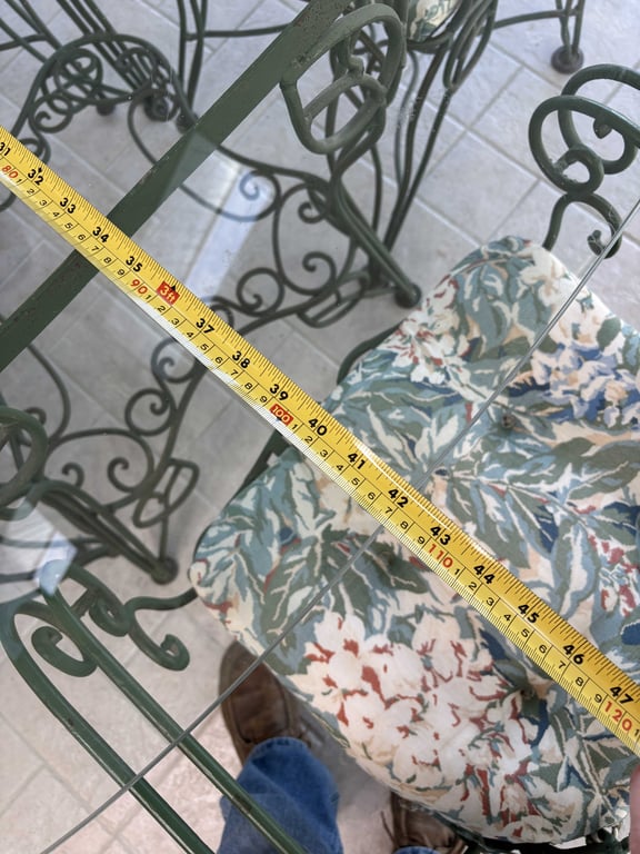 Glass Top Wrought Iron Table and 4 Chairs - Image 7