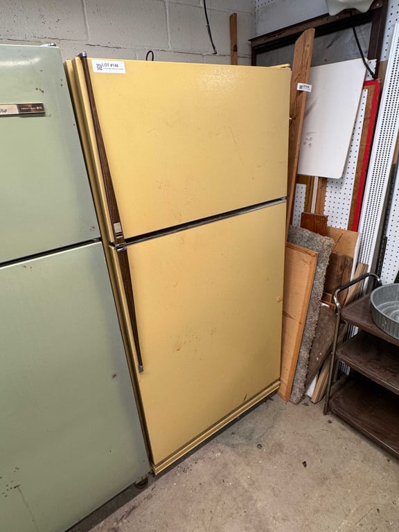 Yellow storage refrigerator & contents