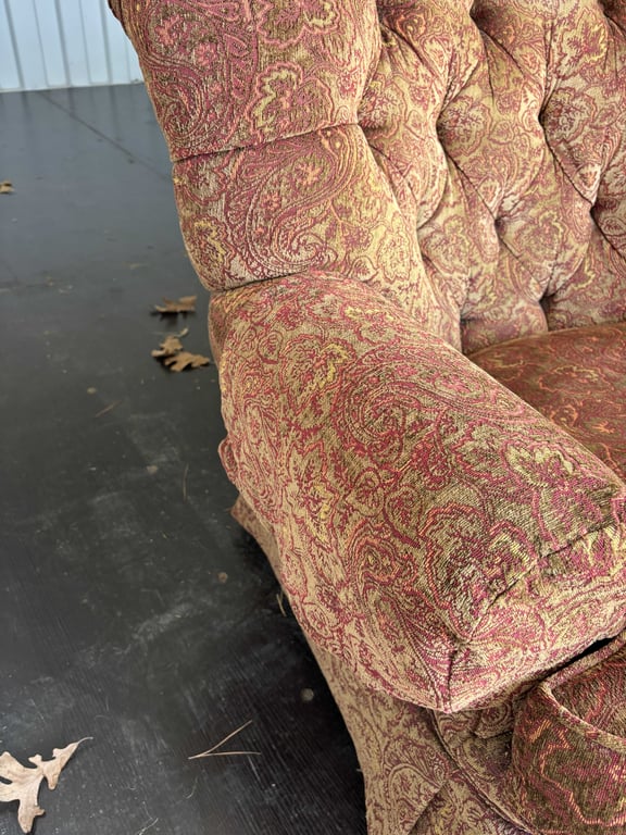 2 Red Cushioned Arm Chairs & 1 Ottoman - Image 6