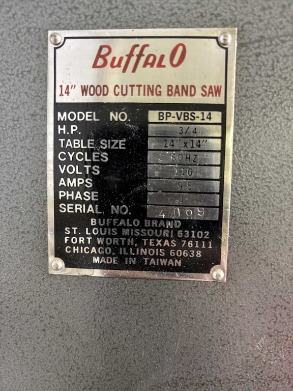 Buffalo 14" Wood Cutting Bandsaw - Image 3