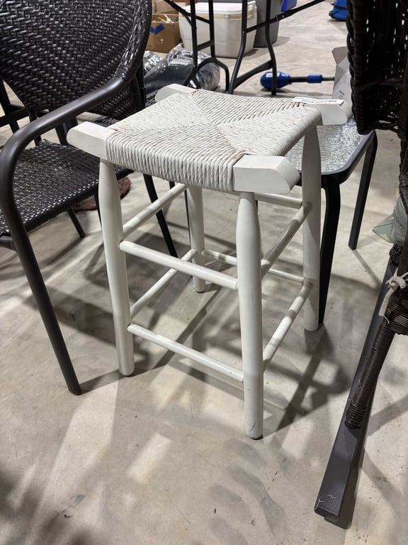 White Wicker Stool