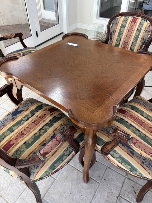 Vintage Wood Dining Set and 4 Chairs - Image 5