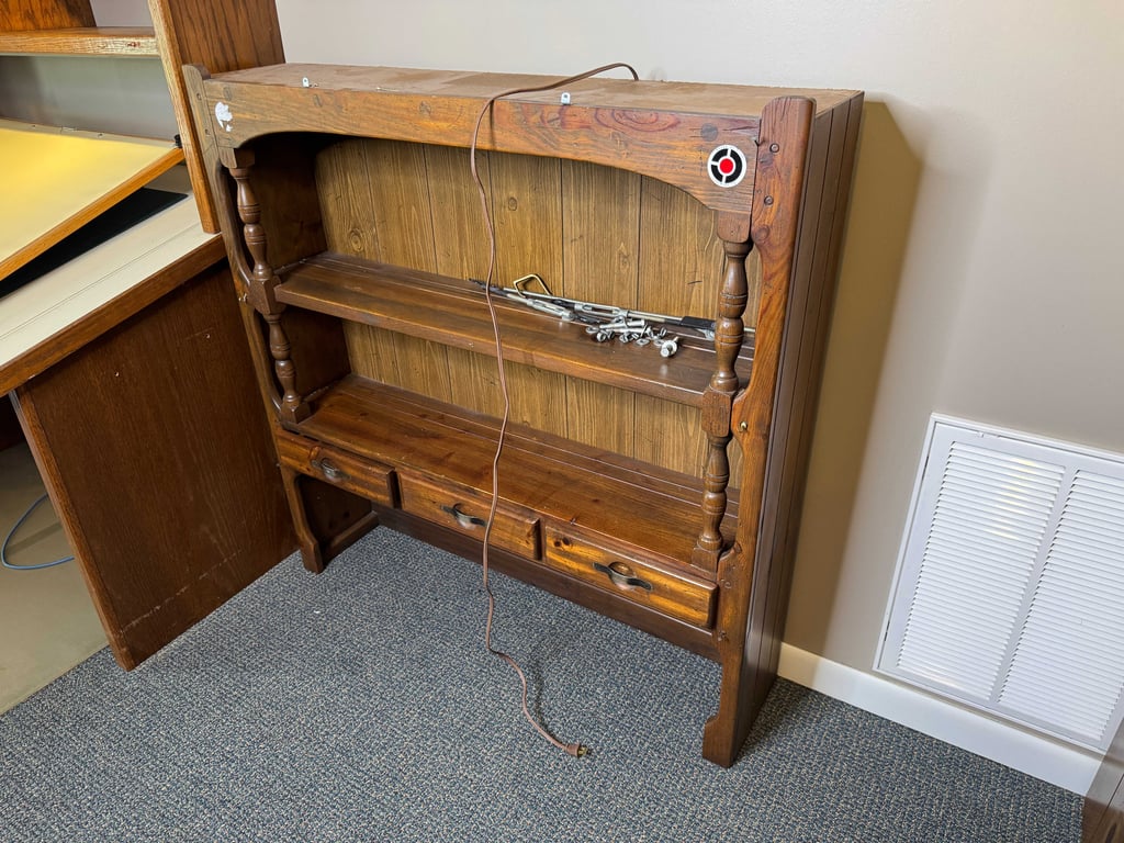 Wooden desk with top lit bookcase - Image 3