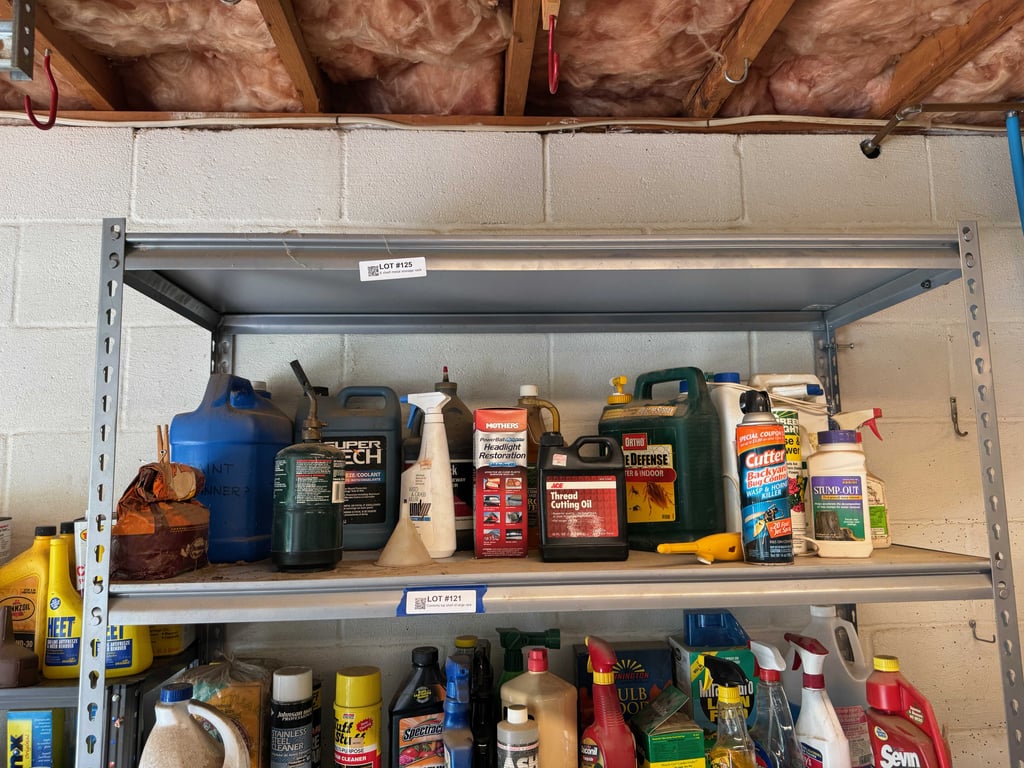 Contents top shelf of large rack