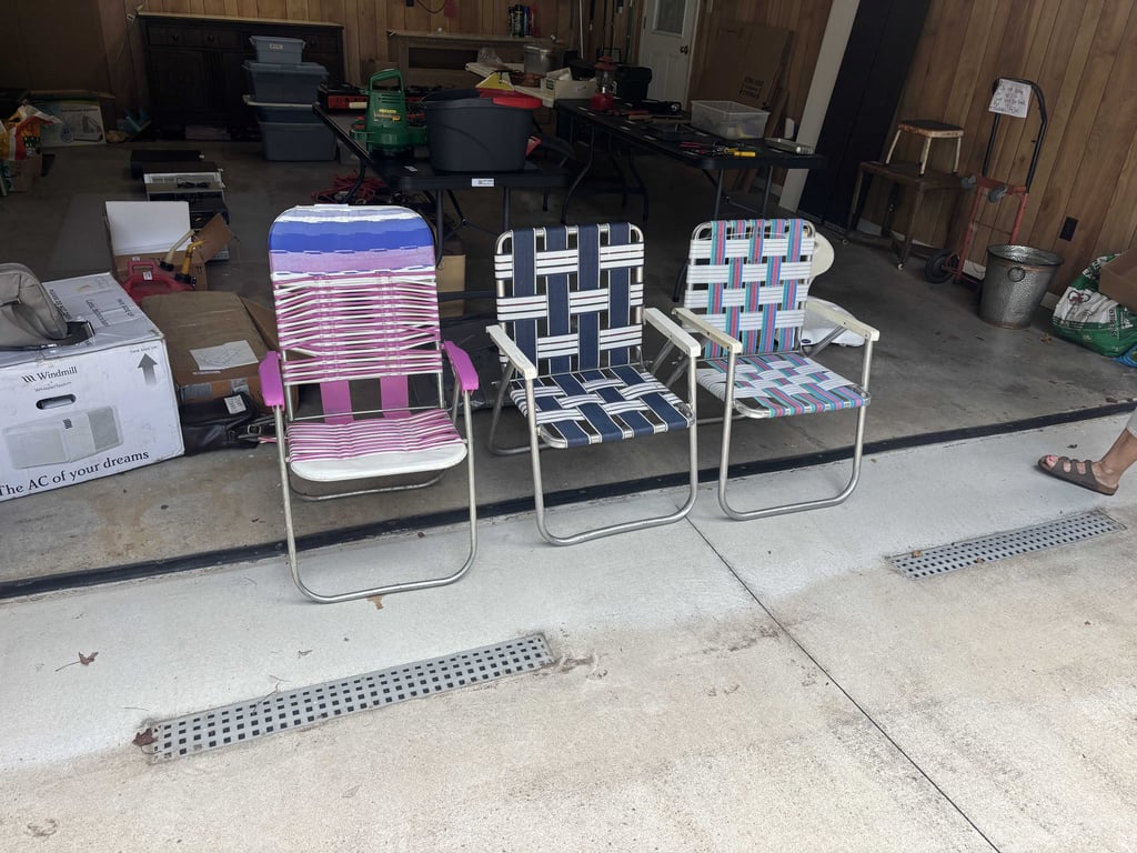 3 vintage lawn chairs