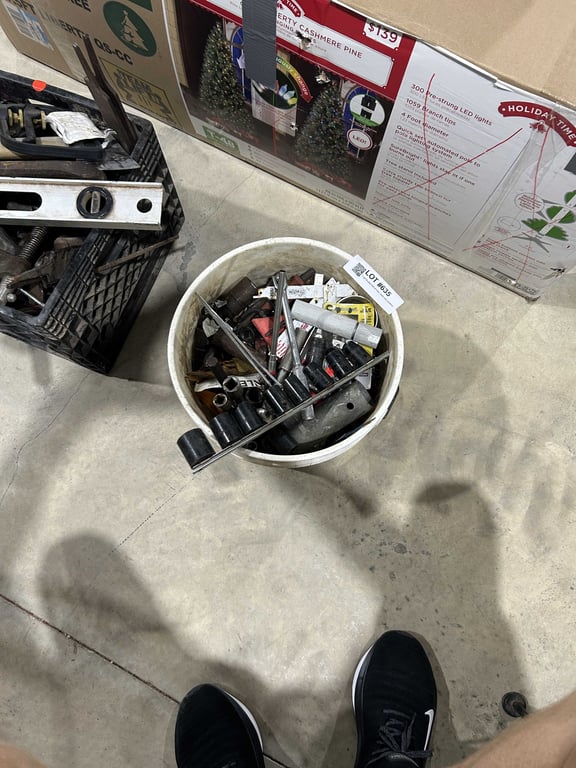 5 gal bucket full of misc tools and sockets