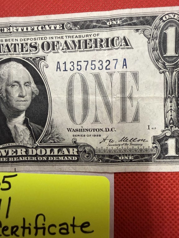 1928 $1 SILVER CERTIFICATE FUNNY BACK - Image 2