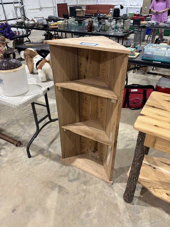 Handmade wood corner shelf