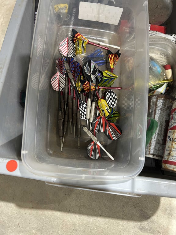 Box of misc arrows, knife, fishing supplies, etc - Image 4