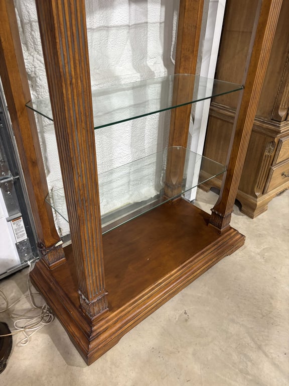 Ornate Italian Carved Wood and Glass Lighted Display Shelf - Image 6