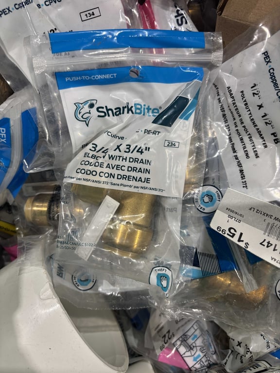 Tote of Brass Adapter Fittings, Sink Plumbing, etc - Image 10