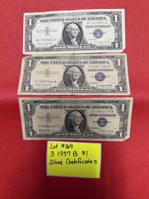 3 - 1957 B $1 SILVER CERTIFICATES
