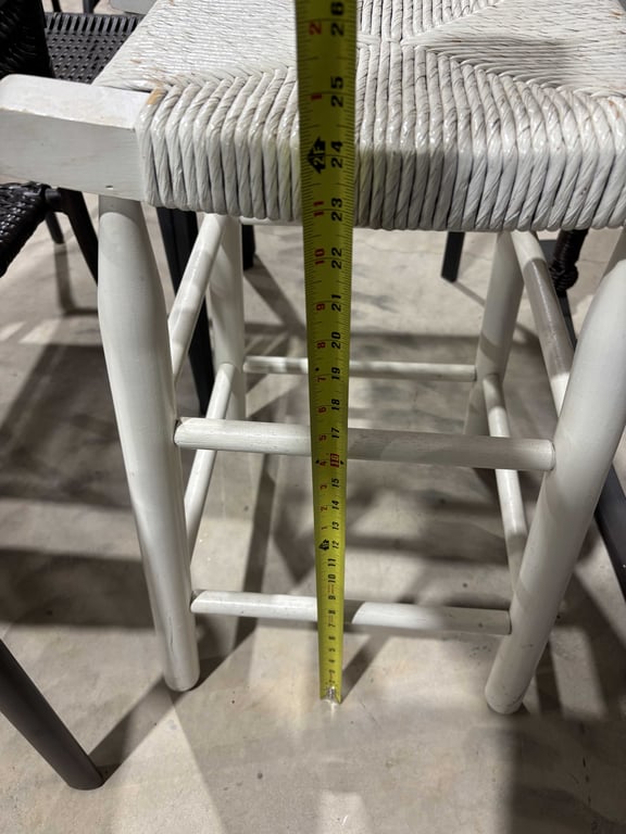 White Wicker Stool - Image 3