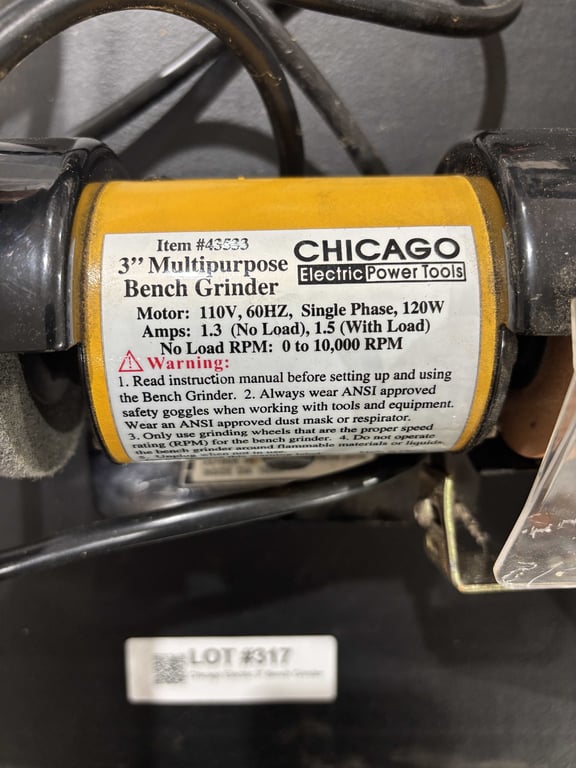 Chicago Electric 3" Bench Grinder - Image 2