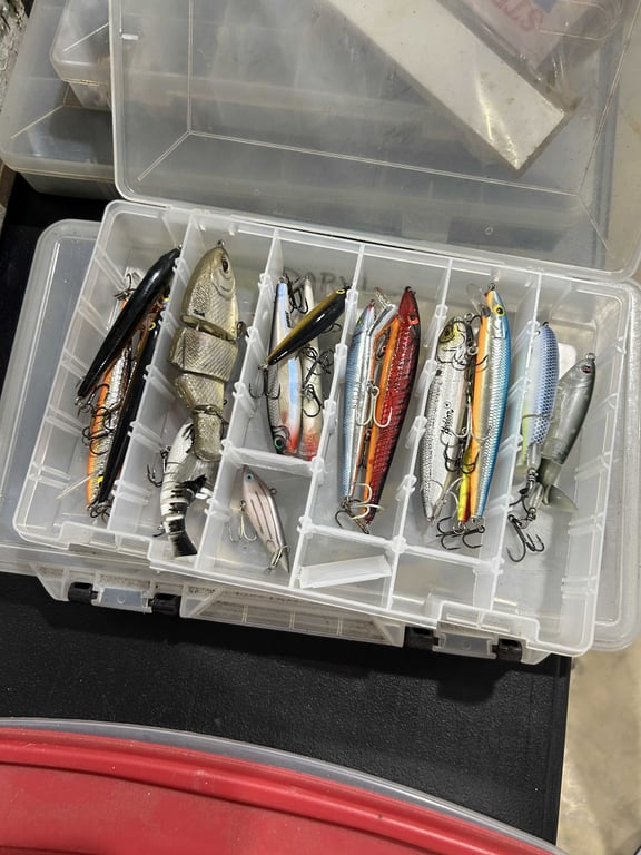 2 containers of fishing lures and 1 Sterns adult rainsuits - Image 3