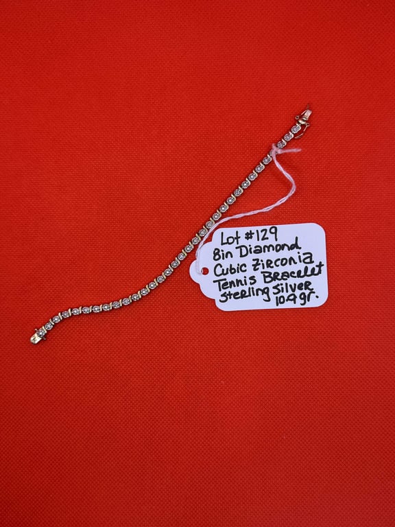 8" LADIES DIAMOND CUBIC ZIRCONIA TENNIS BRACELET STERLING SILVER 10.9 GR