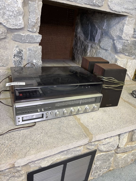 JC Penney Stereo, Eight Track, Record Player and Two Speakers