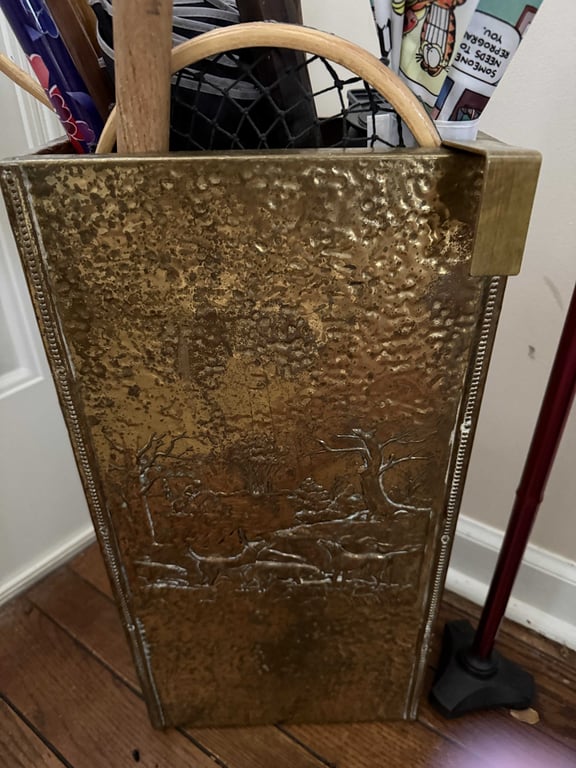 VTG EMBOSSED BRASS-CLAD UMBRELLA STAND - Image 2