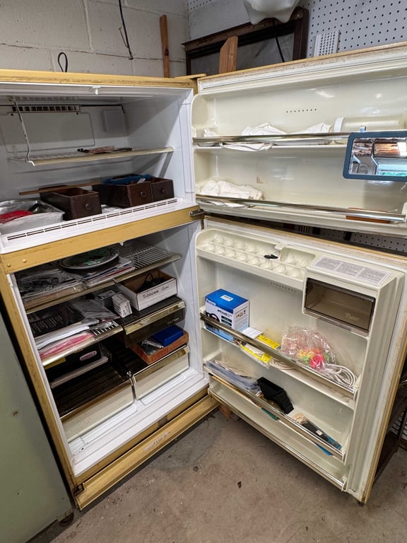 Yellow storage refrigerator & contents - Image 2