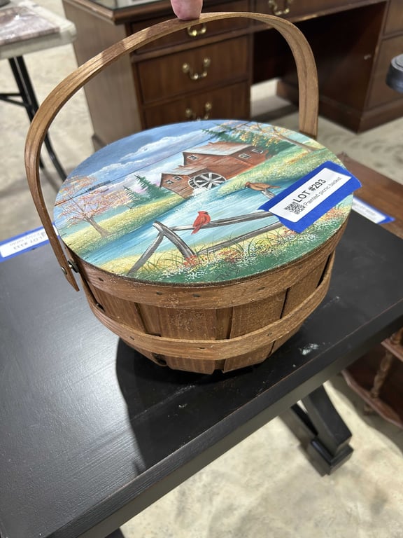 Painted picnic basket