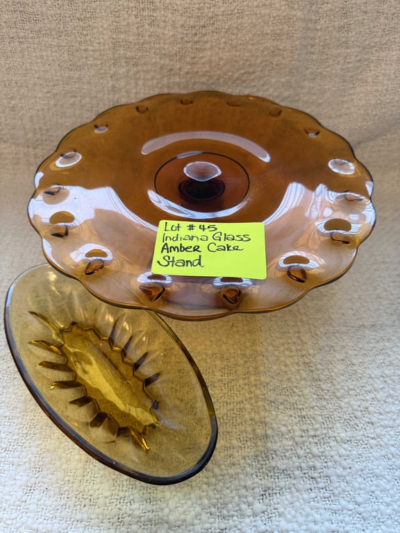 INIDANA GLASS AMBER TEAR DROP CAKE STAND - Image 2
