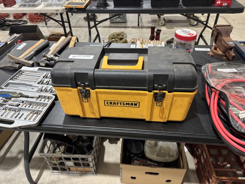 Craftsman tool box with grinder wheels & misc