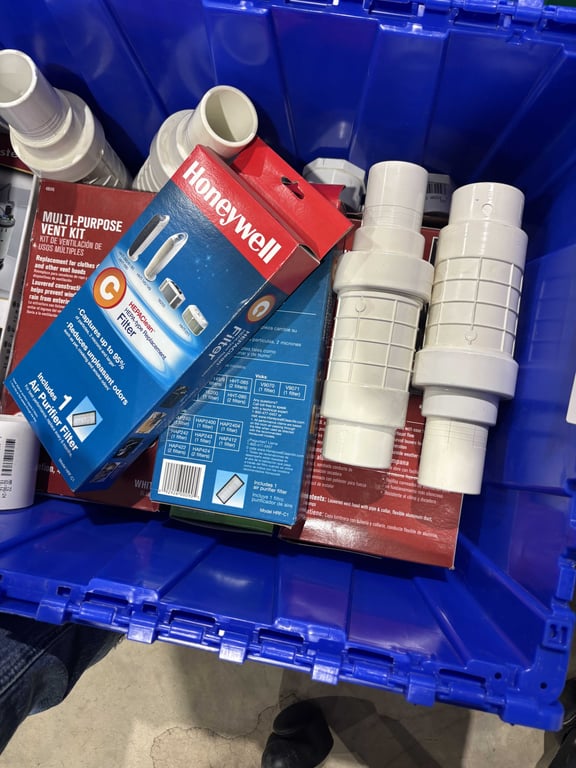 Tote of vent kits, PVC fittings, plumbing, misc - Image 2