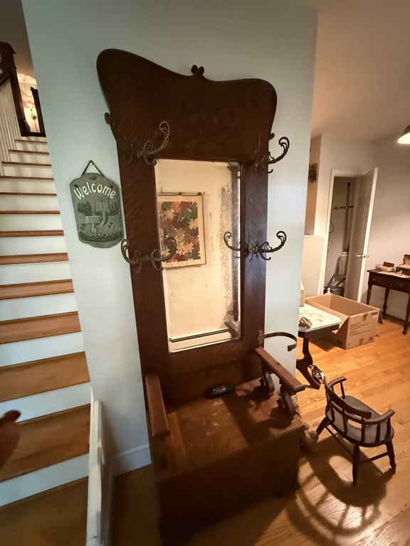 ANTIQUE TIGER OAK HALL TREE