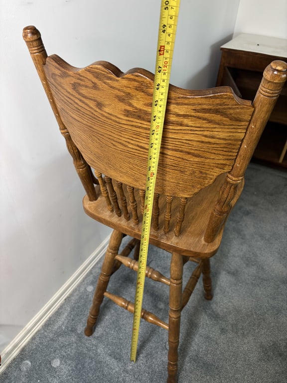 One Tall Wooden Bar Stool - Image 4
