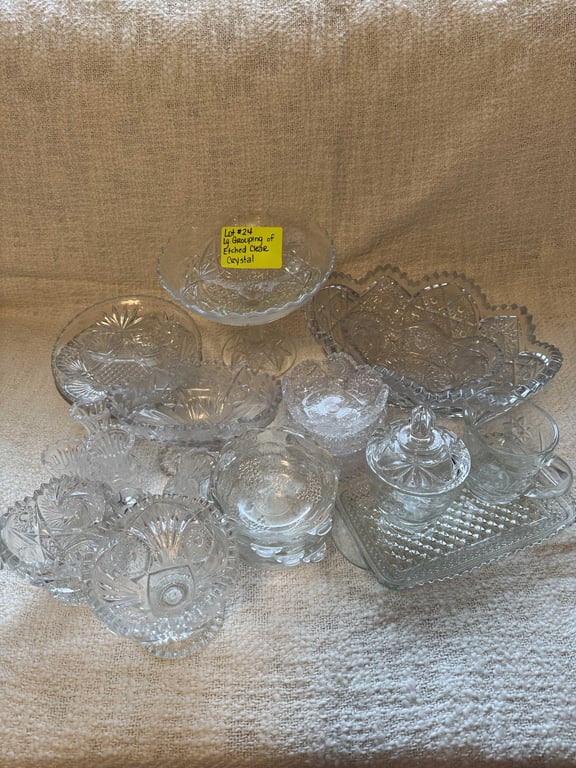 LG GROUPING OF ETCHED CLEAR CRYSTAL