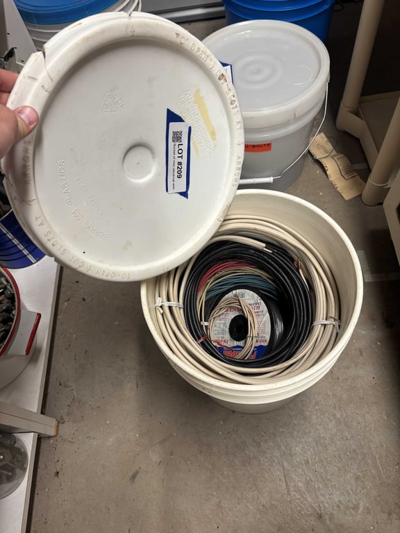 Bucket of misc electrical wire