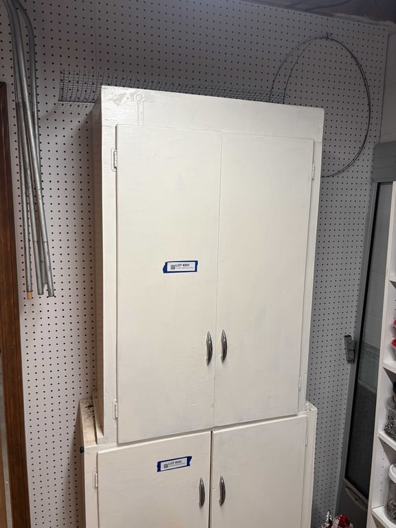 White cabinets and contents
