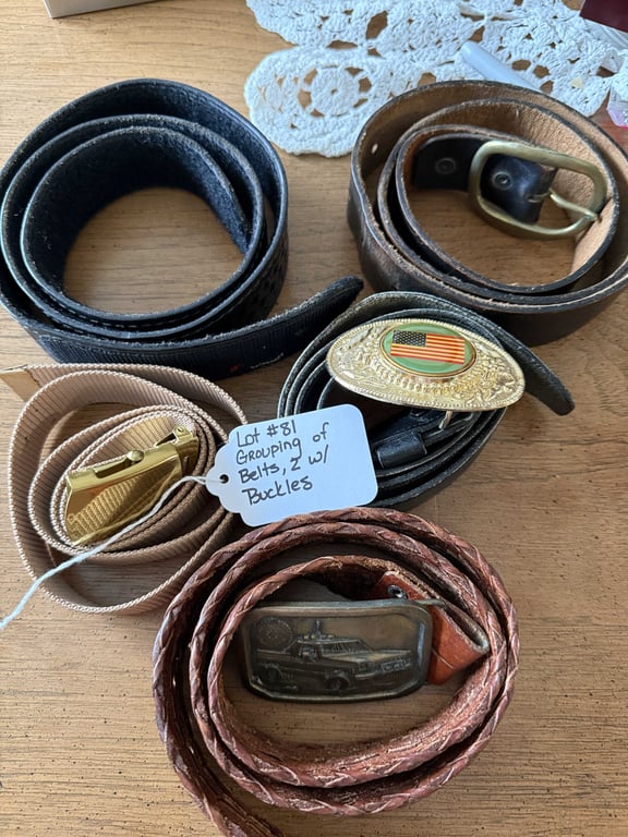 GROUPING OF BELTS & 2 BELT BUCKLES